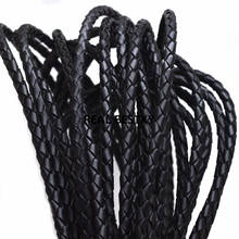 2 m/lote aprox: 4mm preto trançado cabo de couro para pingentes pulseira de couro de vaca corda para diy jóias fazendo descobertas colar diy 2024 - compre barato
