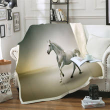 Cavalos sherpa jogar cobertor 3d empoeirado relâmpago impresso colcha fotografia cobertor de pelúcia no sofá 150x200cm 2024 - compre barato