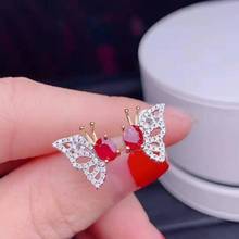 Natural Newly Burnt Ruby S925 Sterling Silver  Butterfly Earrings Fine Fashion Charming Wedding Jewelry for Women Free Shipping 2024 - buy cheap