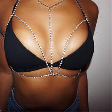 Bohemian Beach Sexy Chest Chain for Women Full Rhinestone Cross Chest Chain Shining Crystal Bra Body Necklace Choker Jewelry 2024 - buy cheap