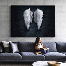 Arte de parede de asas de anjo, posteres impressões, asas de pena de anjo, pinturas na parede, imagem para decoração da sala de estar 2024 - compre barato