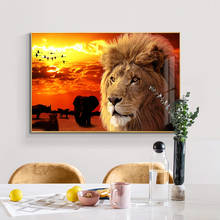 Pôr do sol africano leão com tigre tela pintura de arte cartazes e impressões escandinavo quadros parede arte imagem para sala de estar 2024 - compre barato