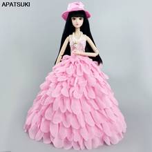 Vestido de novia multicapa rosa para muñeca Barbie, ropa de fiesta de princesa, vestido largo, vestido de novia, sombrero, accesorios, 1/6 2024 - compra barato