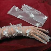 Bridal Butterfly Sheer Tulle Gloves Transparent Full Finger Elbow Long Gloves Mittens Party Photography Accessory Long Gloves 2024 - buy cheap