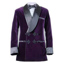 Casaco masculino roxo fumante, jaqueta estilo designer para festa de casamento, smoking, casaco de veludo, blazer de veludo em veludo 2024 - compre barato