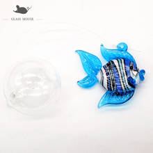 Floating blue glass fish Figurine bubble ball Aquarium Home Decor charm accessories Hand Blown Art Sea Animals Collectible Gift 2024 - buy cheap