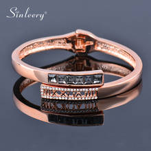Sinleery luxo quadrado cúbico zircão manguito aberto pulseira rosa ouro prata cor casamento pulseiras moda feminina jóias sl466 ssk 2024 - compre barato