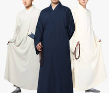 UNISEX Summer&spring buddhist shaolin zen lay meditation uniforms monk kung fu suits gown buddha robe clothing green/grey 2024 - buy cheap