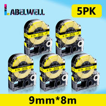 Labelwell-cintas adhesivas SC9YW para impresora Epson, LK-3YBP de etiquetas de 9mm, negro sobre amarillo, LW-700, LW-400, LW-300 2024 - compra barato