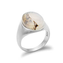 Anillo de Plata de Ley 925 para hombre y mujer, con gran piedra Natural de ónice Thai, sortija de dedo de diseño Simple para hombre y mujer, joyería turca 2024 - compra barato