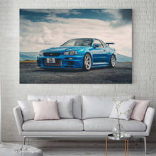 Supercar Posters Nissans Skyline GTR R34, arte clásico de pared, impresiones de imágenes, Pinturas Modernas en lienzo para decoración de sala de estar 2024 - compra barato