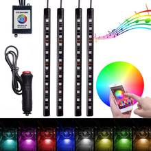 4pcs 12LEDs Multi-Color LED Car Interior APP Music Control RGB Underdash Neon Strip Lighting Kit 2024 - buy cheap