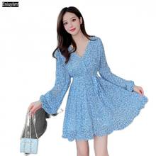 2021 Spring Summer Women Holiday Party A Line Floral Printed Cute Mini Dress 2024 - buy cheap