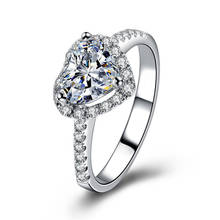 2019 anillo Chapado en plata con forma de corazón de cristal de amor para boda, compromiso, boda, boda, joyería de dedo, regalo de mujer 2024 - compra barato
