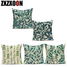 Tropical Green Plant Leaf Leaves Polyester Polyester Home Decoration Pillow Cushion Cover for Sofa Home Living Room 2024 - buy cheap