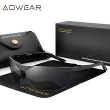 Óculos de sol aowear masculino com lentes polarizadas, óculos de alta qualidade sem aro para dirigir ao ar livre, óculos de luxo 2024 - compre barato