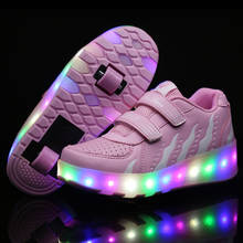 Zapatillas luminosas de dos ruedas para niños y niñas, zapatos de Patinaje con luz Led rosa y roja, Unisex 2024 - compra barato