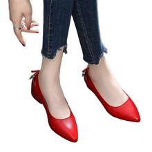Zapatos de tacón bajo para mujer, calzado elegante y Sexy con punta en pico, a la moda, para oficina y boda, color rojo y negro 2024 - compra barato