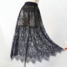 Женская сексуальная сетчатая кружевная прозрачная длинная фатиновая юбка, корейская мода, летняя Женская эластичная юбка средней длины с высокой талией черного и белого цвета 2024 - купить недорого