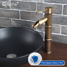 Grifo de lavabo de baño de cascada de latón antiguo, grifo de agua de bambú alto, grifos Retro de lavabo de un solo orificio, G1024 2024 - compra barato