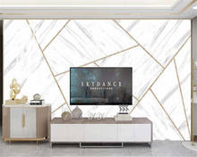 Modern 3D Geometric Marble Wallpaper Golden Line Photo Wall Murals Living Room Bedroom Background Wall Painting mural wallpaper 2024 - buy cheap