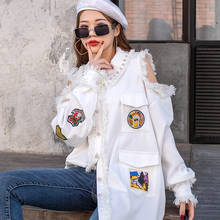 European Station 2021 Spring New Strapless Embroidered Shirt Women's Jacket Mid-Length Loose Large Size Cardigan Top Female Coat 2024 - buy cheap