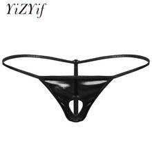 Cueca masculina g-string e tanga, roupa interior metálica brilhante, cintura baixa, elástica, respirável, roupa íntima sexy masculina 2024 - compre barato