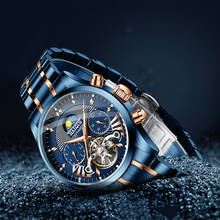 Haiqin-relógio de pulso masculino azul, mecânico, automático, marca de luxo, à prova d'água 2024 - compre barato