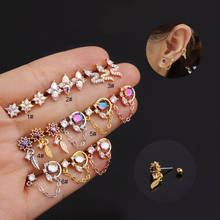 1Piece 20G Cz Cartilage Stud Helix Rook Conch Screw Back Earring Stainless Steel Ear Piercing Jewelry 2024 - buy cheap