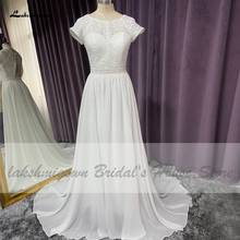 Lakshmigown Chic Bridal Robe Cap Short Sleeve Beach Wedding Dress Lace Bodice 2021 Sexy Chiffon A Line Wedding Dresses Backless 2024 - buy cheap