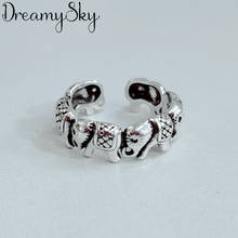 DreamySky nueva moda elefante Color plata anillos para los hombres y las mujeres Boho Vintage de tamaño ajustable anillos de dedo 2024 - compra barato