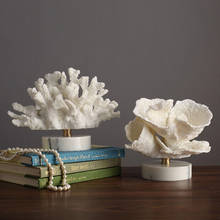 Figuritas de resina de Coral de imitación de lujo, artesanía, Base de mármol, Feng Shui, adornos de mesa para habitación del hogar, decoración, regalos de boda 2024 - compra barato