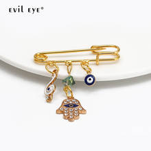 EVIL EYE Hamsa Hand Cross Blue Turkish Evil Eye Charm Brooch Pin Gold Color Alloy Brooch Fashion Jewelry for Women Girls BE102 2024 - buy cheap