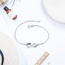 Pulsera Infinity personalizada con 2 piedras de nacimiento, brazalete ajustable, cadena de eslabones, regalos para mujeres 2024 - compra barato