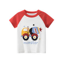 От 2 до 9 лет Одежда для маленьких мальчиков летняя футболка с короткими рукавами и рисунком машины повседневная хлопковая Футболка детская футболка 2024 - купить недорого