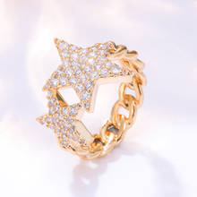 Luxury Female Stars CZ Charm Rings Fashion Gold Rhinestone Filled Jewelry Bridal Wedding Engagement Rings For Women Gifts 2020 2024 - buy cheap