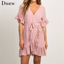 Summer Chiffon Dress 2022 Boho Style Beach Dress Fashion Short Sleeve V-neck Polka Dot A-line Party Dress Sundress Vestidos 2024 - buy cheap