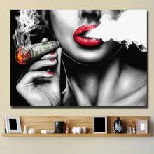 Red Lips Smoking Characters Vintage Walls Paintings Women Canvas Painting Decor Wall Art Picture for Home Decoration Bar Decor 2024 - buy cheap