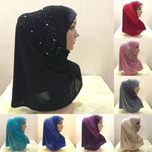 Pañuelo musulmán de encaje con cuentas para mujer, Hijab islámico de Ramadán, tocado de oración, Jilbab árabe de Dubái, chal envolvente, Shayla 2024 - compra barato