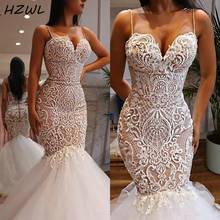 Sexy Mermaid Wedding Dresses With Spaghetti Straps Beads 3D Lace Appliques Bridal Dress Zipper Back Plus Size vestido de novia 2024 - buy cheap