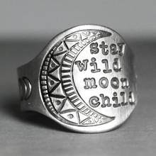 Anillo de metal con letras talladas para hombre y mujer, sortija de cara ancha, estilo punk, hip hop, Retro, Gypsy 2024 - compra barato