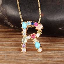 Nidin Fashion Colorful Initial Letter Necklace Multicolor Rainbow Gold Pendant Necklace for Women Girls Wedding Birthday Gifts 2024 - buy cheap