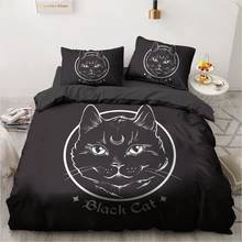 3D Magic Cat Duvet Cover Set Bed Linen Comforter Shell Quilt Case Pillow Shams Custom De Home Textile Black White Bedding Set 2024 - buy cheap