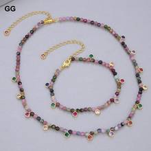 GuaiGuai-collar de circonia cúbica para mujer, joyería Natural AA de 4mm, redonda facetada, turmalina colorida, conjunto de pulsera de cristal 2024 - compra barato