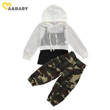 Conjunto de roupas infantil para meninas ma & baby 1-6 anos, conjunto de malha com capuz, camiseta + calça camuflada, trajes para crianças 2024 - compre barato
