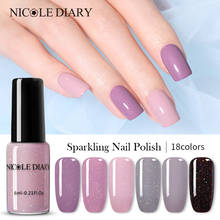 NICOLE DDARY 6ml Sparkling Nail Polish Glitter Gel Varnish Semi-transparent Nail Art  Pink Gray Polish Design 2024 - buy cheap