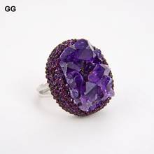 GG Jewelry-anillos de piedras de amatista púrpura Natural para mujer, joyería de 30x32MM 2023 - compra barato