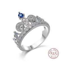 Женское кольцо с короной из циркония, серебряное кольцо с синим цирконием, романтическое ювелирное изделие, 2019 2024 - купить недорого