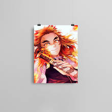 Kyojuro-Póster de lona Rengoku Kimetsu no Yaiba, pintura de anime, arte de pared, decoración para sala de estar, dormitorio, estudio, decoración del hogar, impresiones 2024 - compra barato