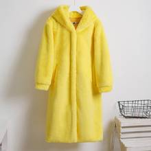 Faux Fur Coat Women Winter High Quality Elegant Plush Hooded X-Long Mink Fur Coat Thicken Warm Overcoat Female 2024 - buy cheap